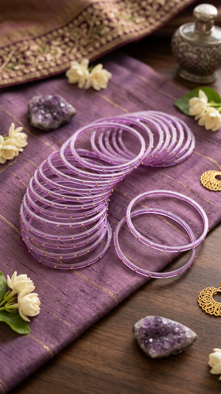 Glass Bangles with stones (set of 12)