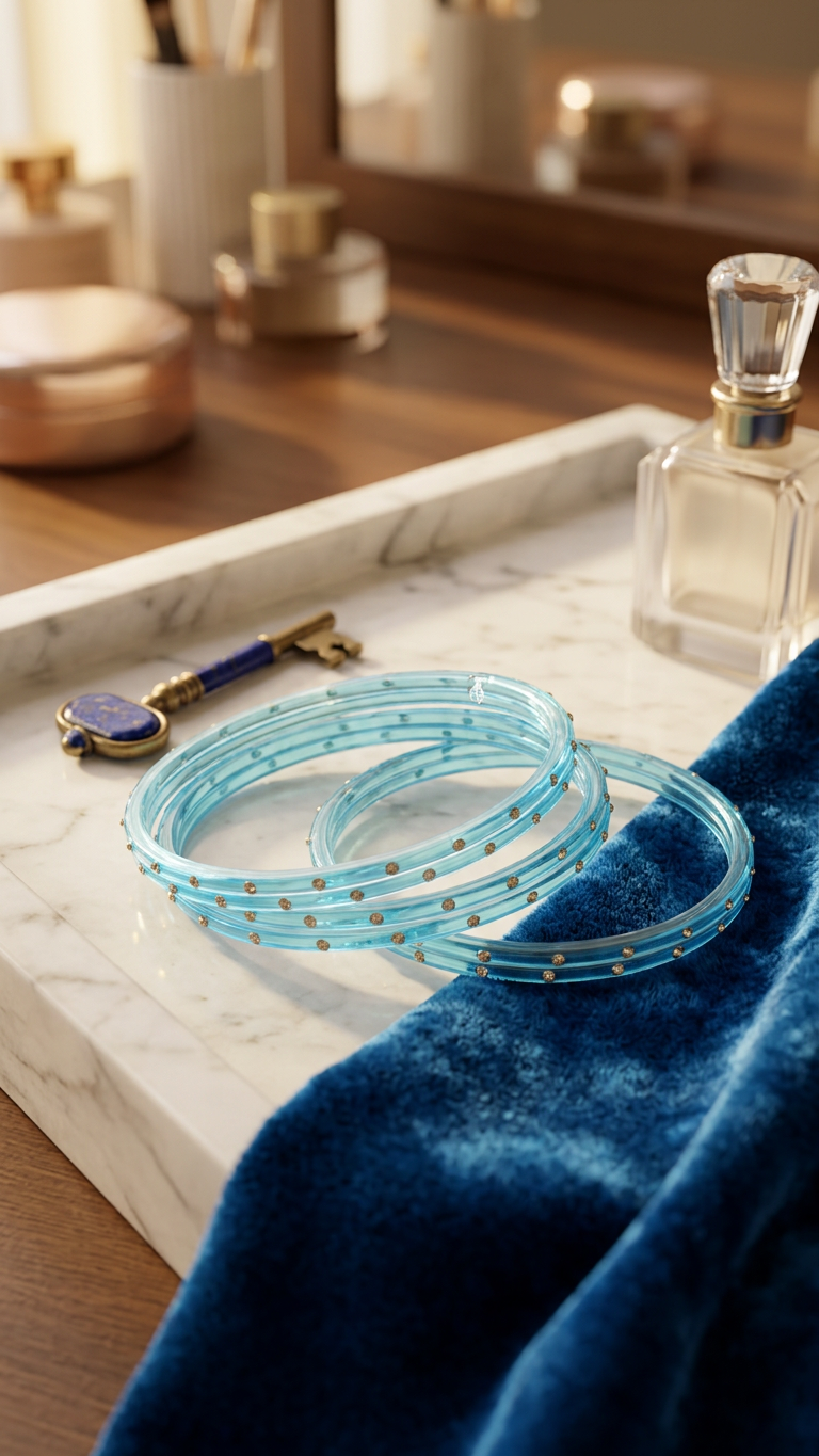 Glass Bangles with stones (set of 12)