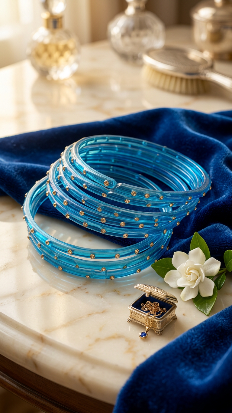 Glass Bangles with stones (set of 12)