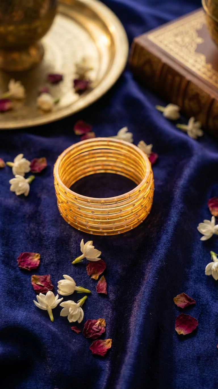 Glass Bangles with stones (set of 12)