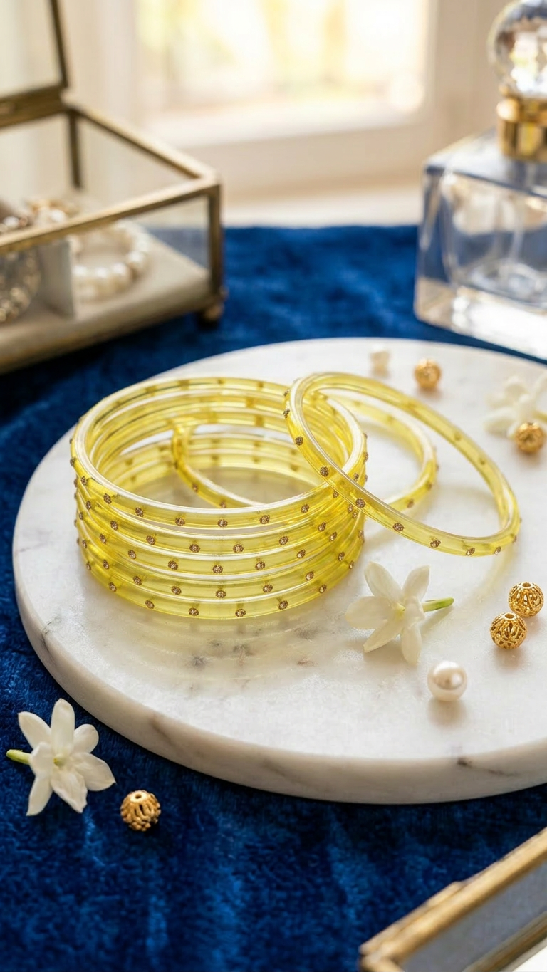 Glass Bangles with stones (set of 12)