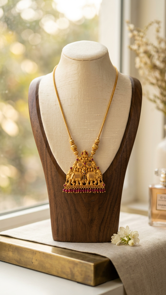Gold Plated traditional Necklace with Elephant motif