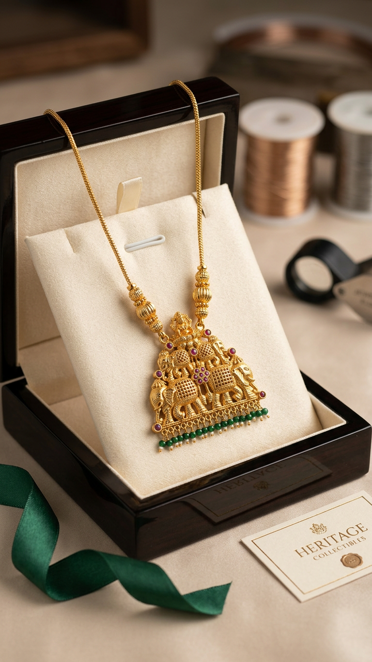 Gold Plated traditional Necklace with Elephant motif