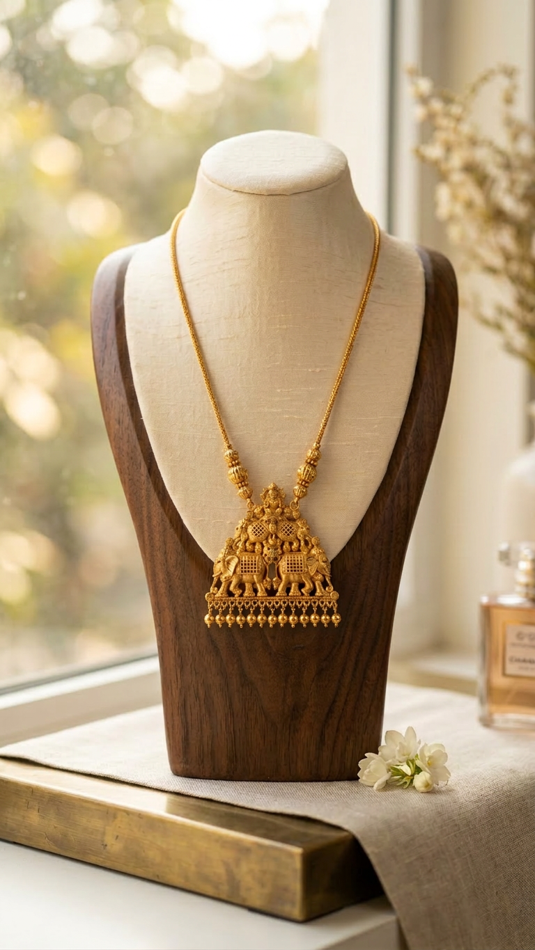 Gold Plated traditional Necklace with Elephant motif