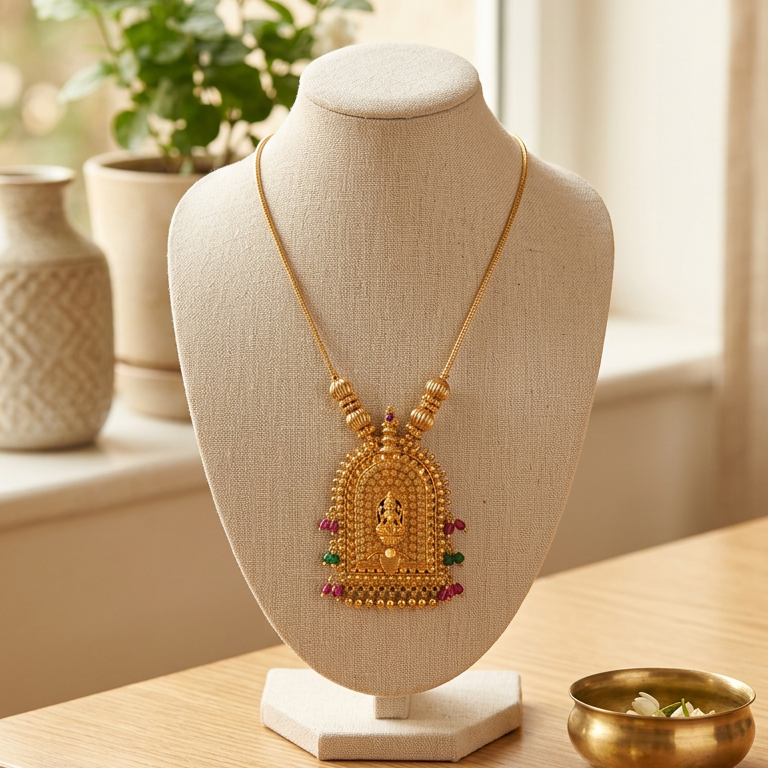 Gold Plated traditional pendant Necklace