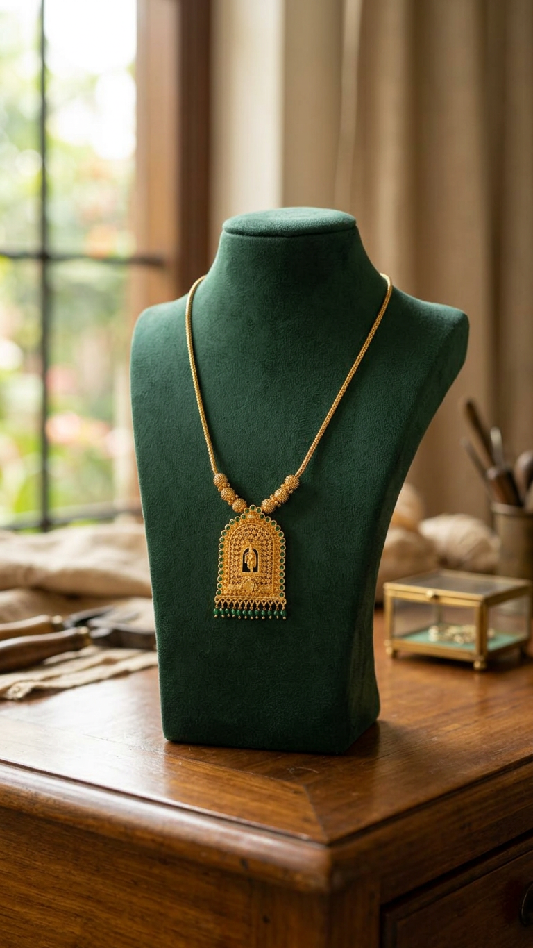 Gold Plated traditional pendant Necklace