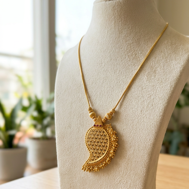 Gold Plated traditional Manga pendant Necklace