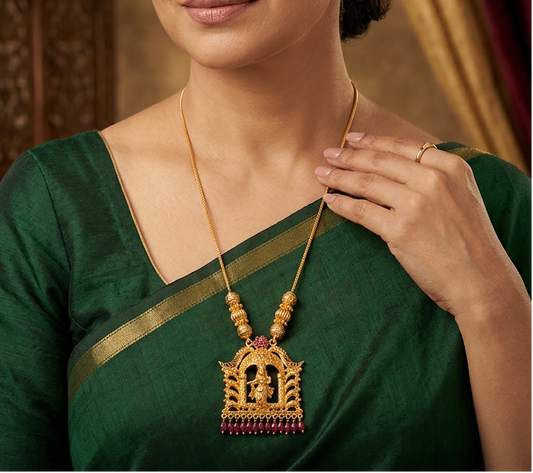 Gold Plated traditional Lord Krishna pendant Necklace