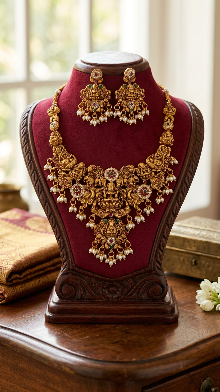 Lakshmi Pendant short antique necklace set