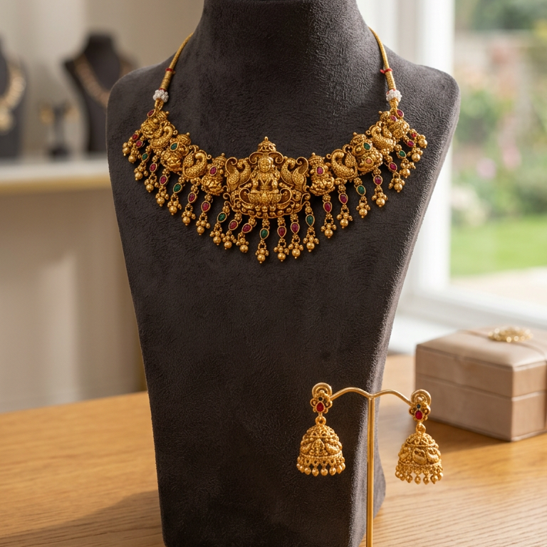 Lakshmi Pendant short antique necklace set