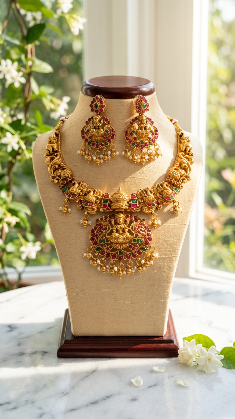 Lakshmi Pendant short antique necklace set