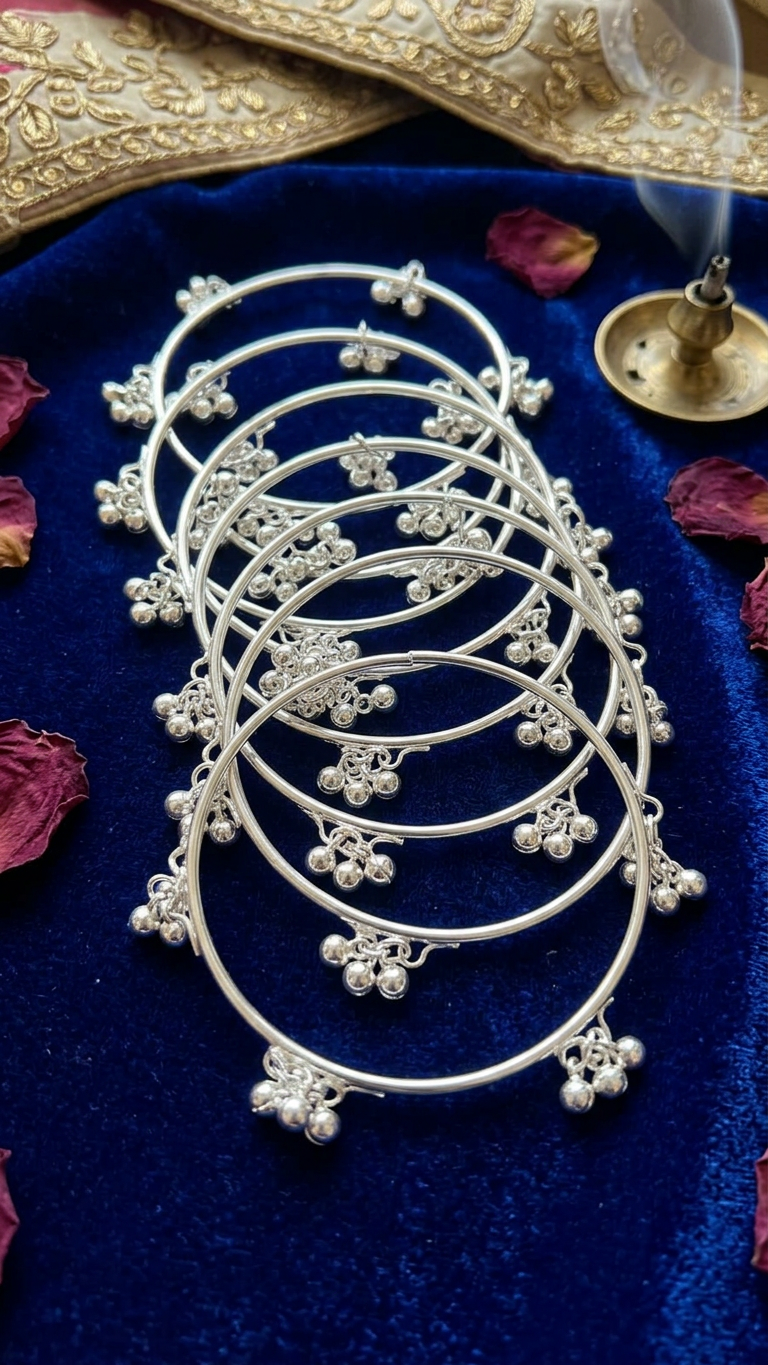 Ghungroo Bangles - Silver (set of 4)