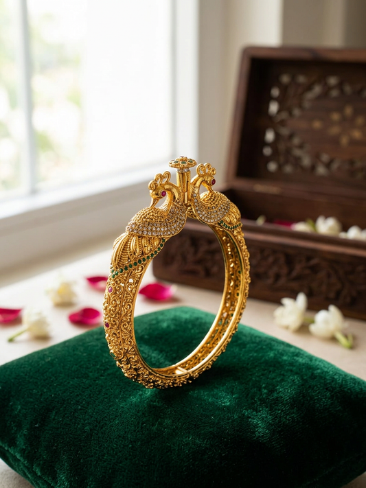 Traditional Temple peacock crafted Openable Bangle( Single piece)