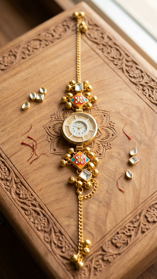 Kashmiri Kundan Jewelry Bracelet Watch