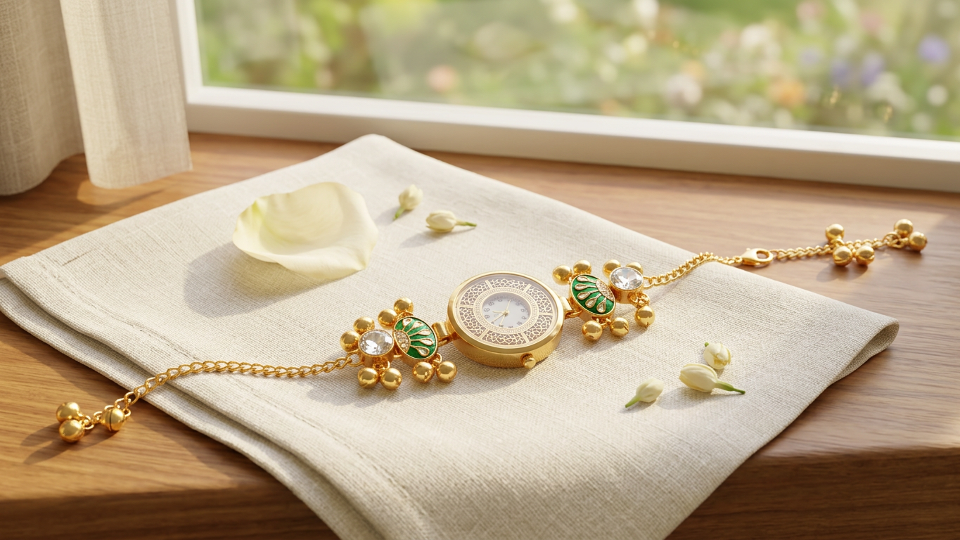 Kashmiri Kundan Jewelry Bracelet Watch