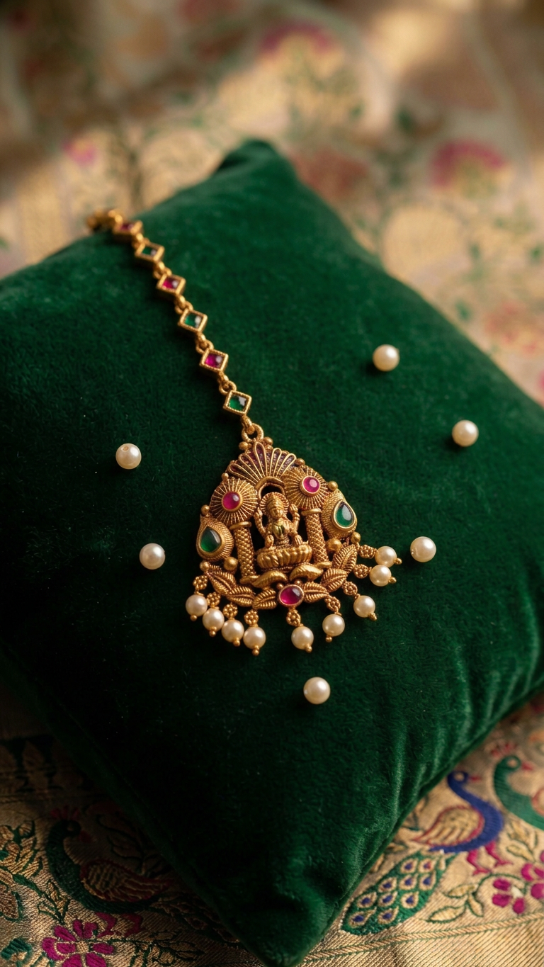 Antique Gold Plated Maang Tikka