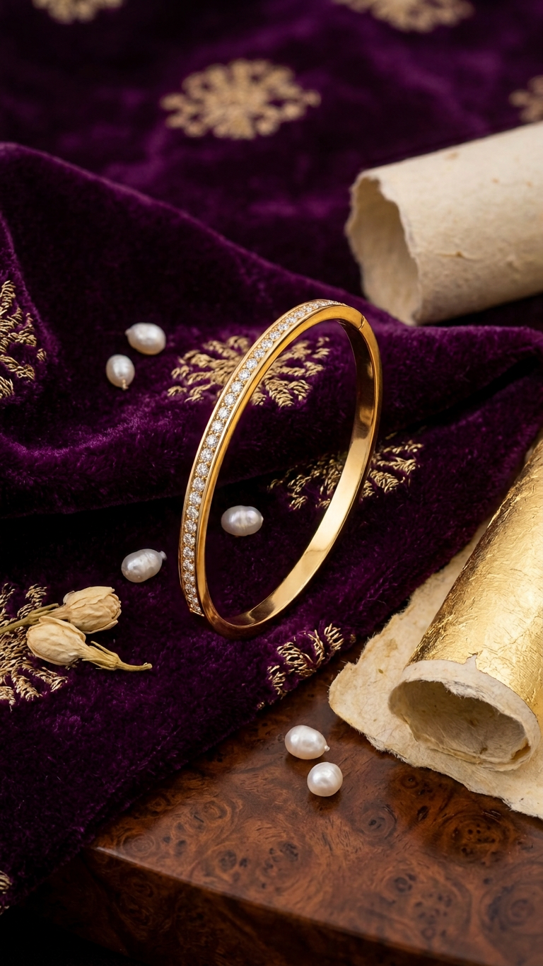 Gold Plated Stainless Steel Starry Cubic Zircon Oval Bracelet Bangle