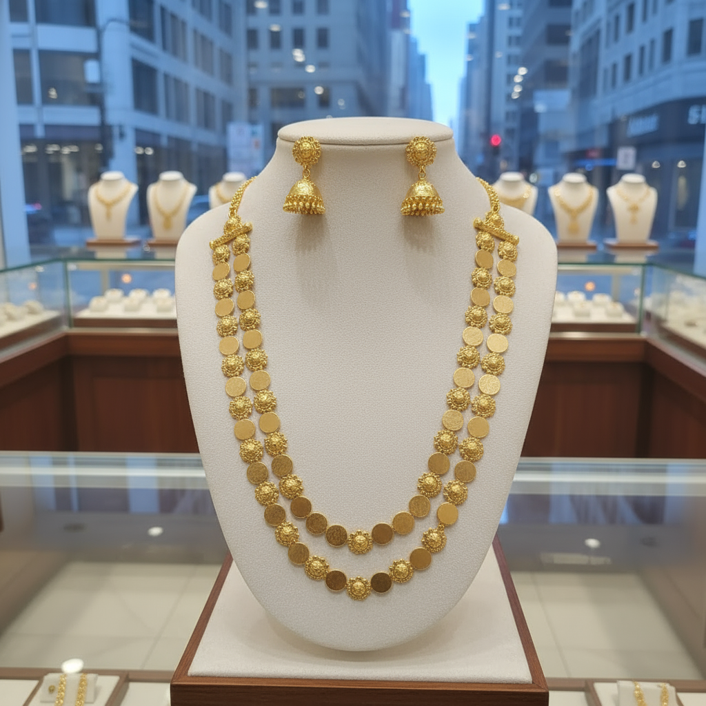 Double layer Kashu (coin) Necklace Set