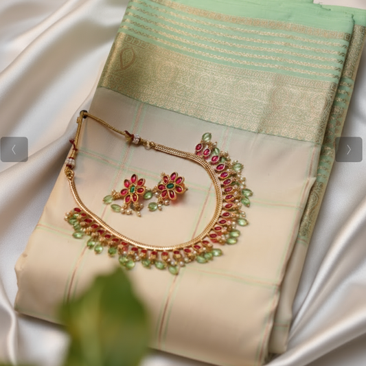 Mint Elegance Kanchipuram Silk Saree
