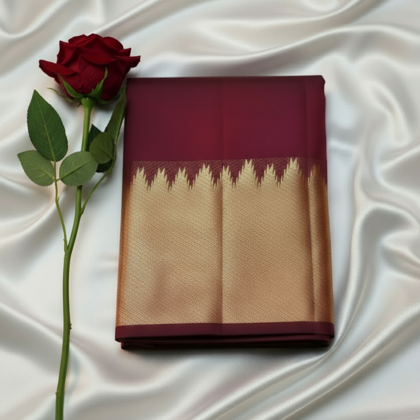 Golden Temple Maroon Kanchipuram Silk Saree