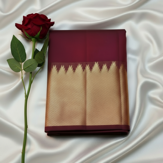 Golden Temple Maroon Kanchipuram Silk Saree