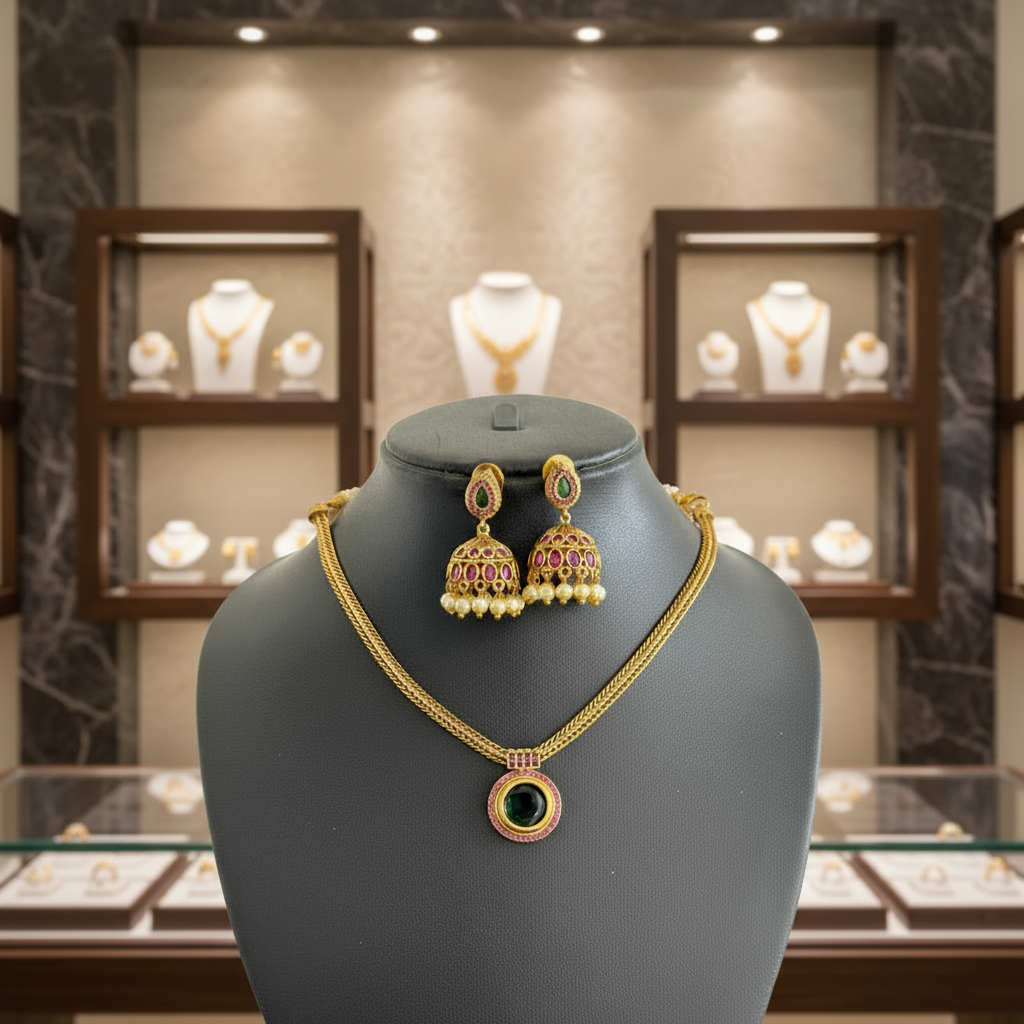 Emerald and Ruby Choker Necklace set