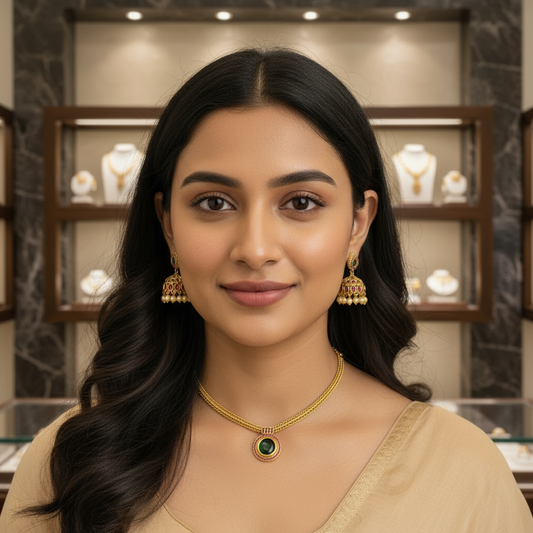 Emerald and Ruby Choker Necklace set