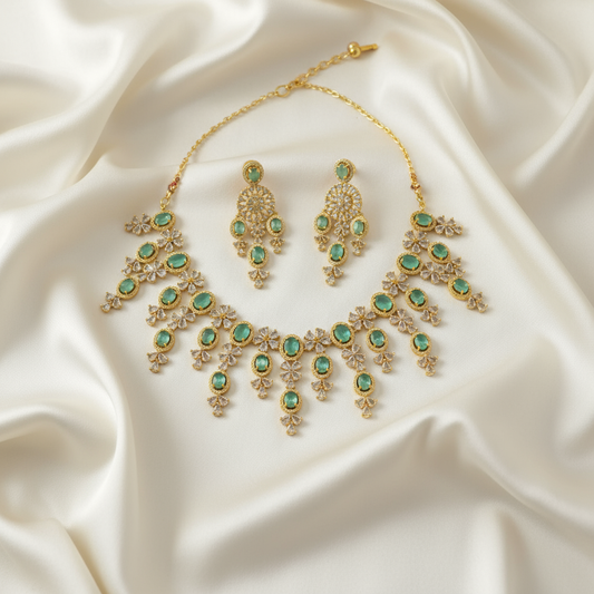 Pastel Green AD Necklace Set