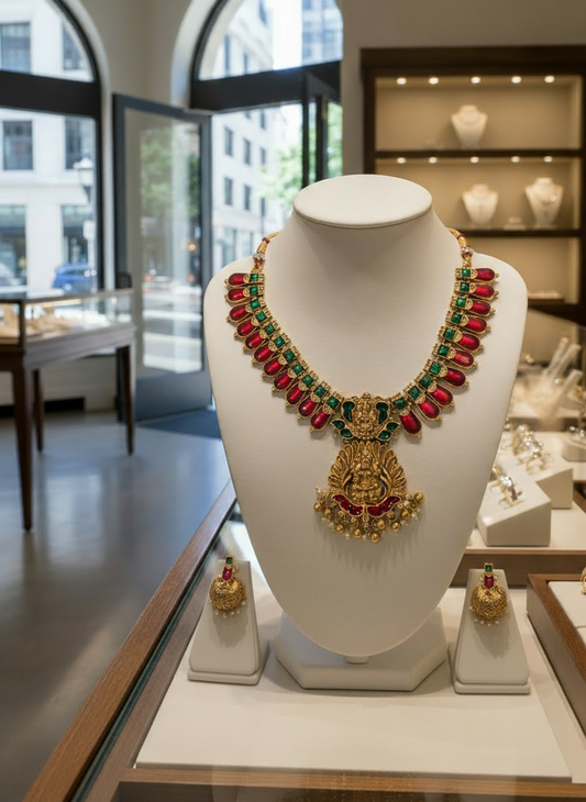 Antique Palaka Necklace set (Red)