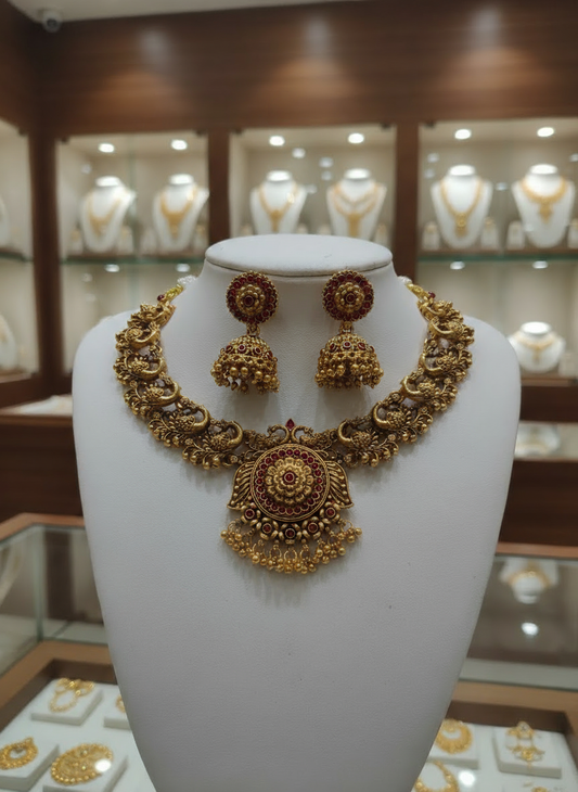 Antique peacock necklace set