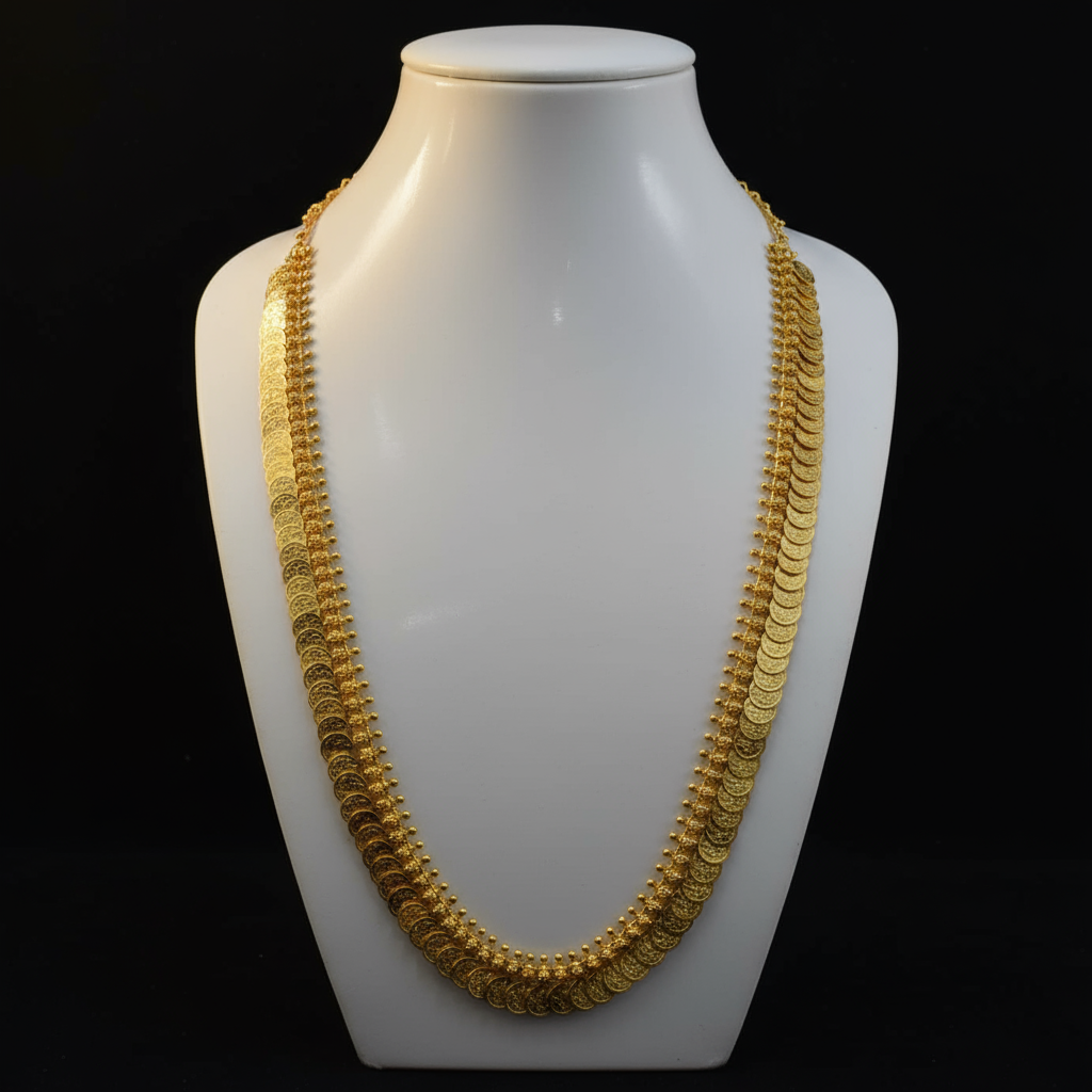 Gold Plated Coin Kasu Mala Necklace (20 inch)