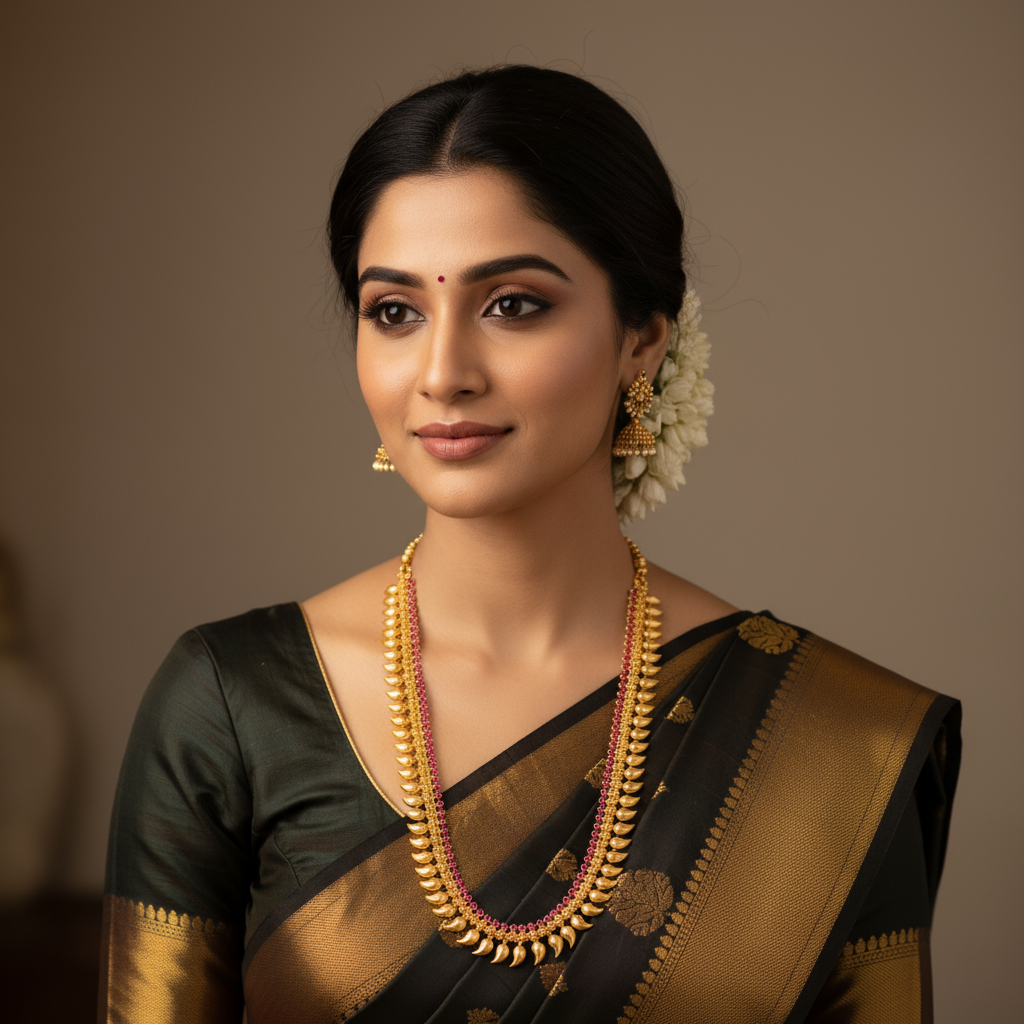 Gold Plated manga Mala Necklace with Ruby stones(20 inch)