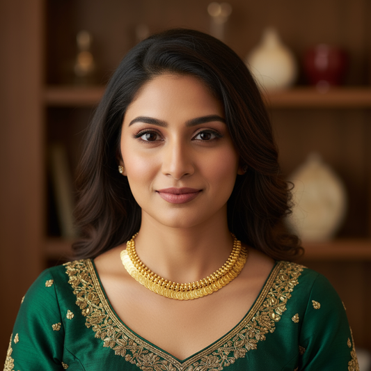 Gold Plated Coin Kasu Necklace(10 inch)