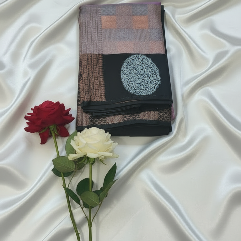 Lavender Zari Kanchipuram Silk Saree – Geometric & Floral Motifs