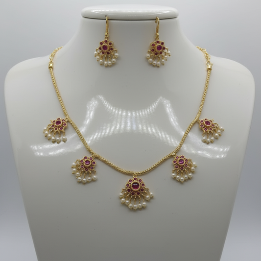 Premium Design Pearl Ruby  Necklace Set