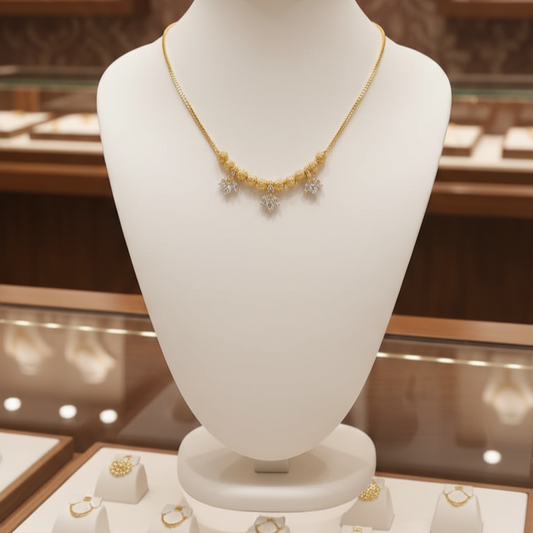 Gold Plated white stone Pendant Necklace