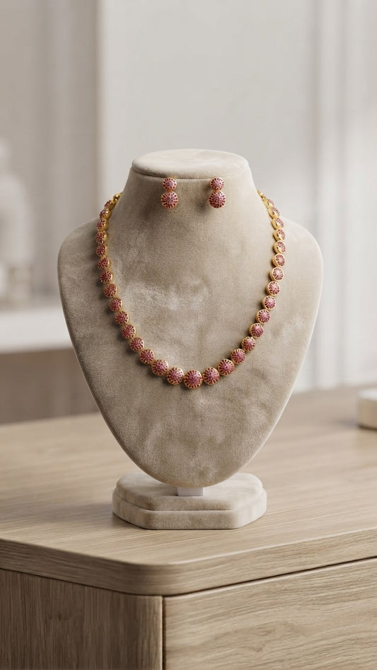 Gold plated Ruby Necklace set
