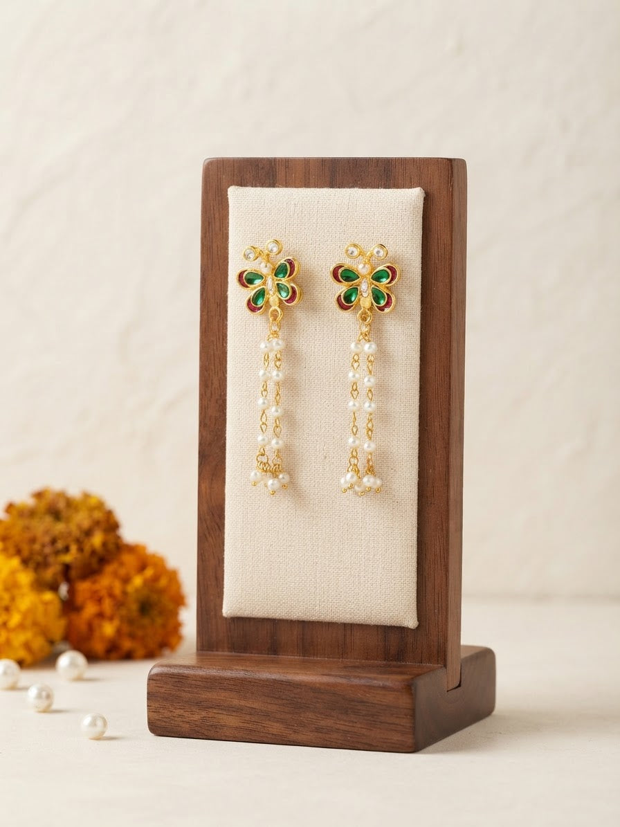 Butterfly Pearl Drop Earrings