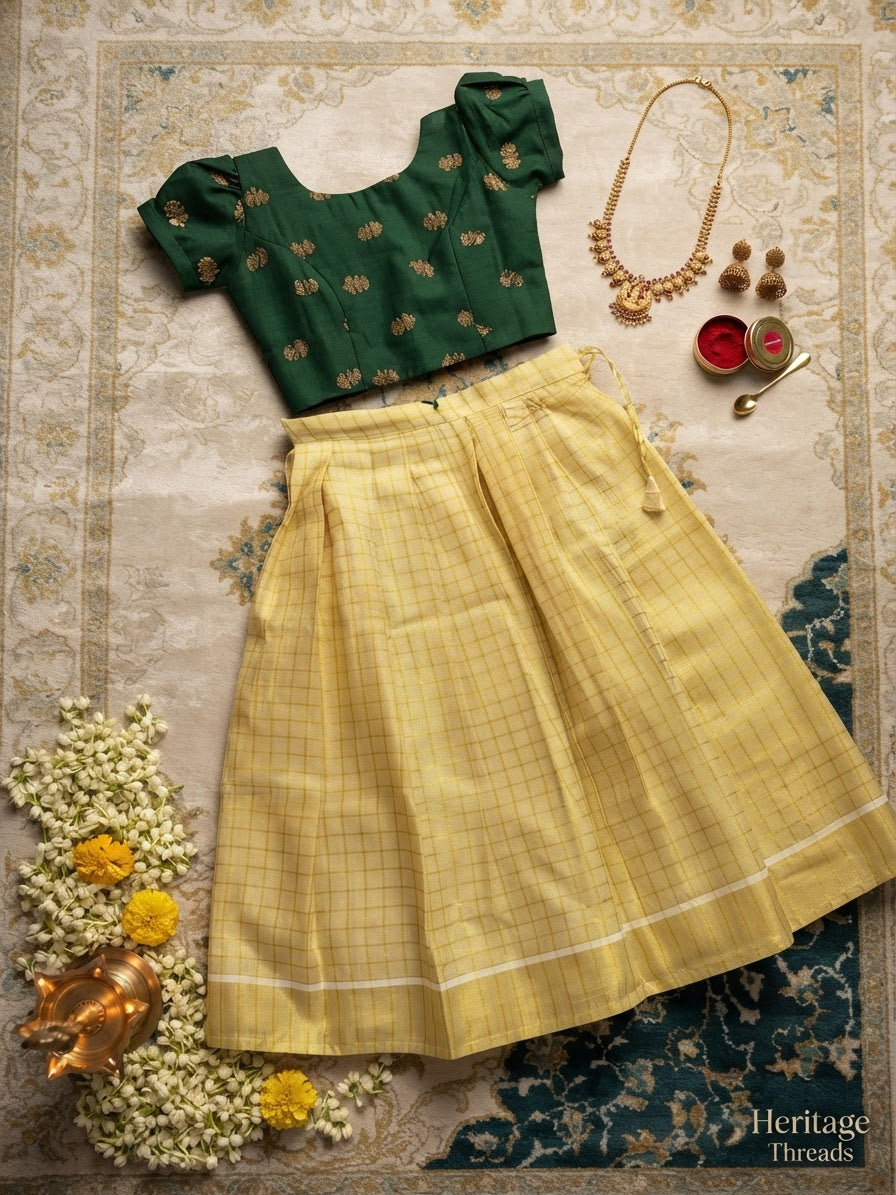 Emerald Grace Girls' Pattu Pavada Set