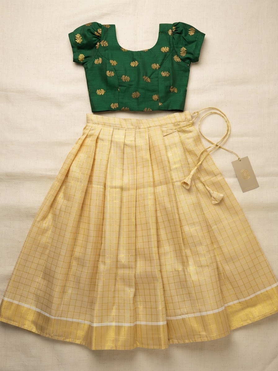 Emerald Grace Girls' Pattu Pavada Set