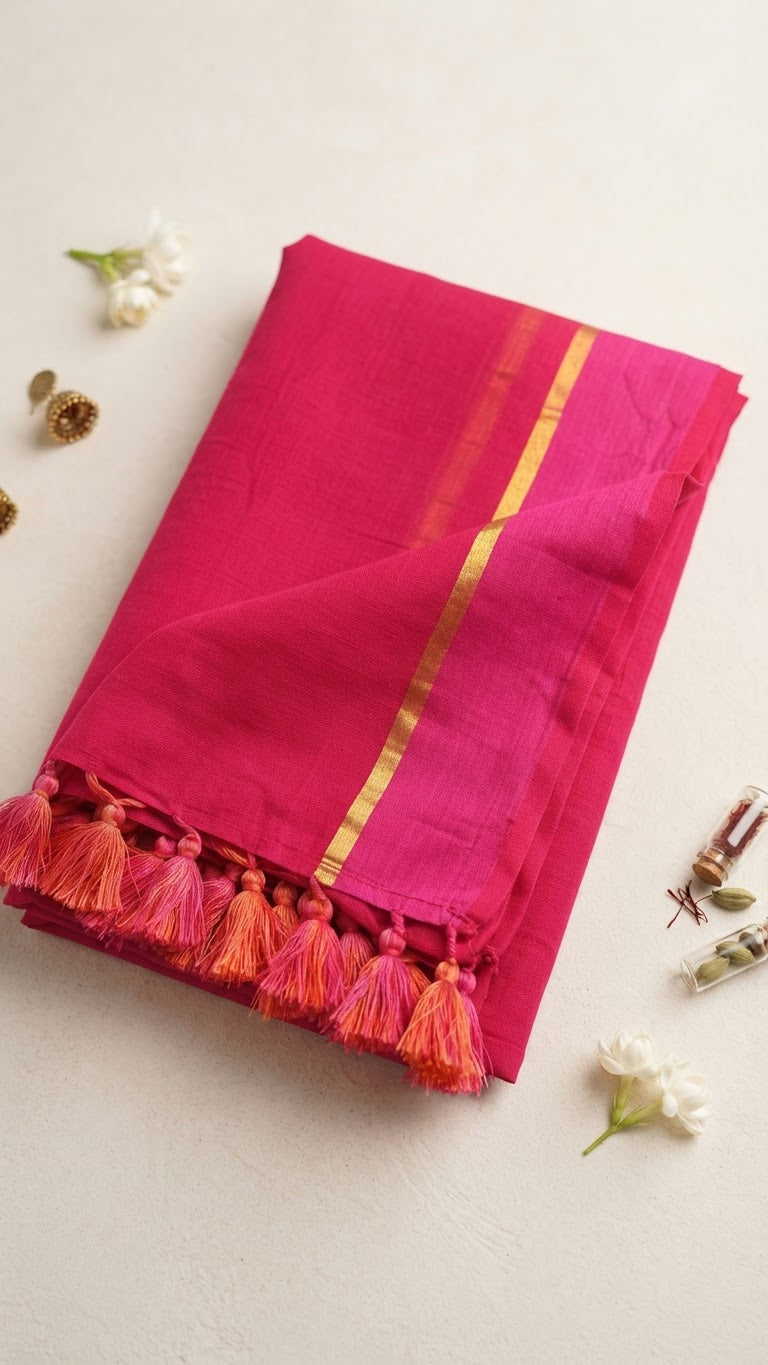 Rani Gulabi Mulcotton Saree
