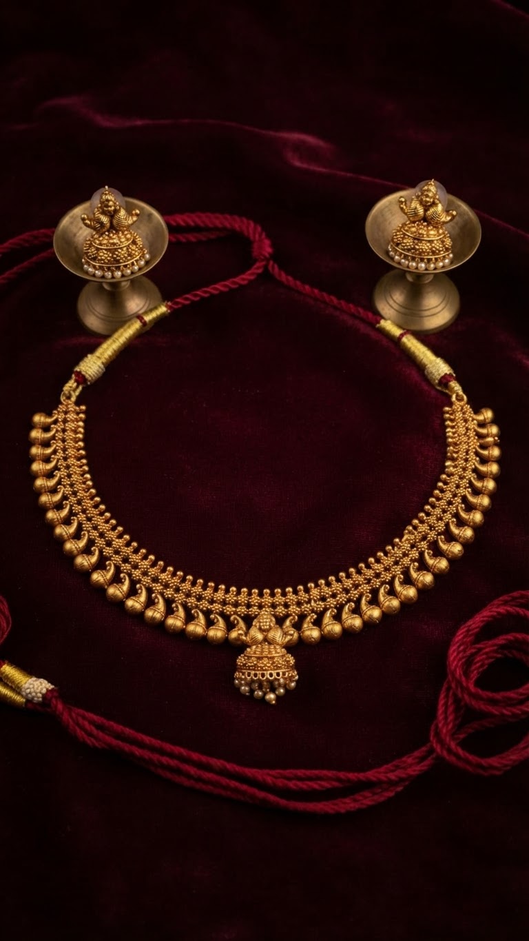 Traditional Antique Gold Paisley Motif Choker Set