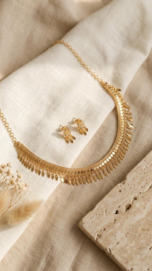 Gold Plated Double Layer Elakkathaali Choker Necklace set