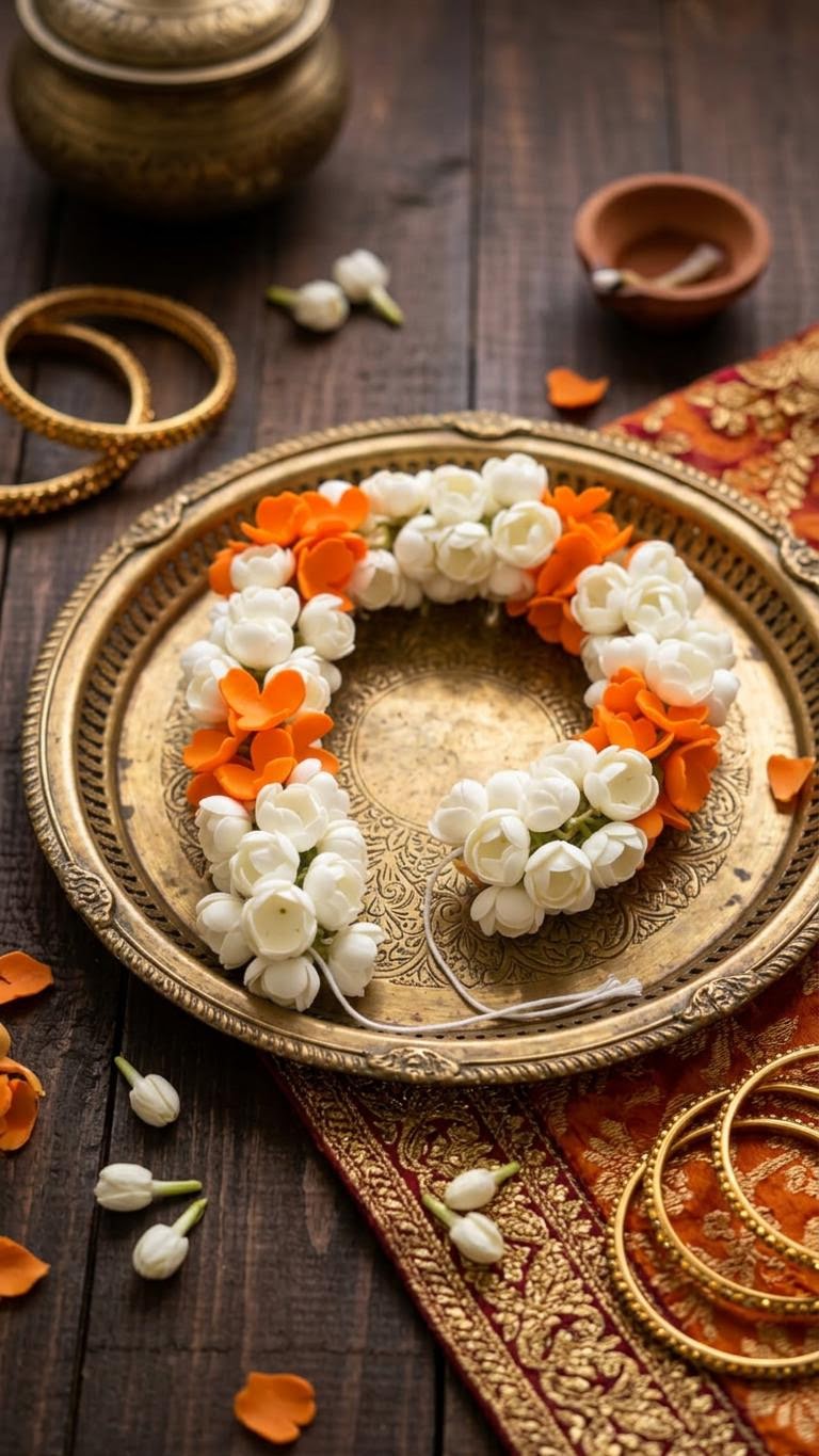 Reusable Handcrafted Jasmine and Kanakambaram Garland