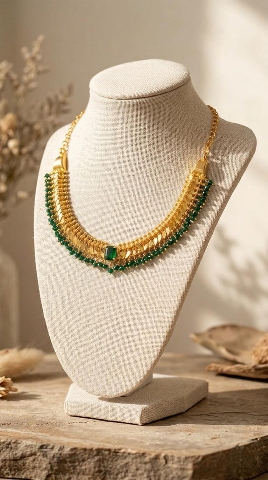 Gold Plated Elakkathaali Necklace with Beads