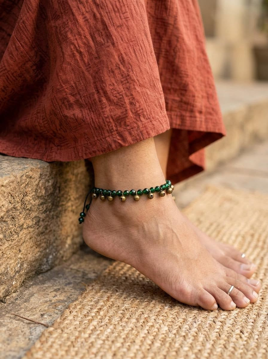 Crystal with Alloy Gunguru Anklets