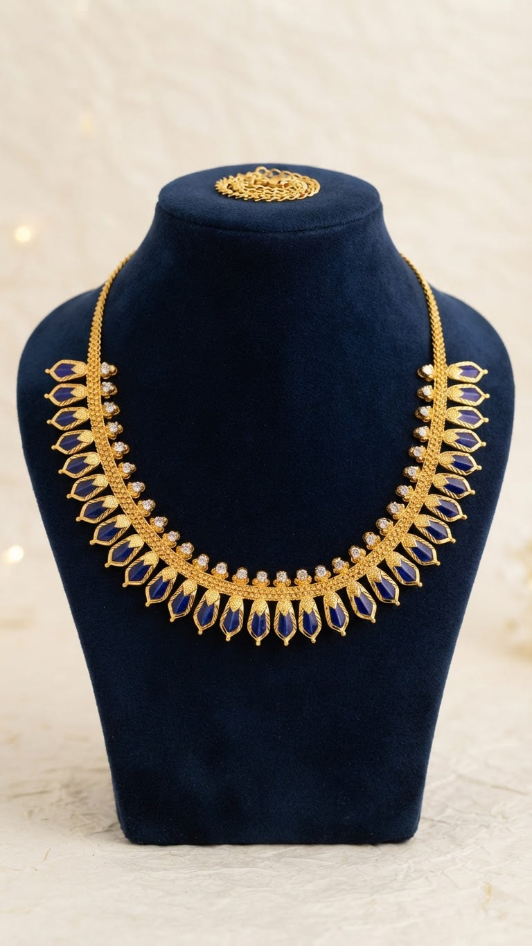 Gold Plated traditional Blue Palaka Nagapadam Necklace