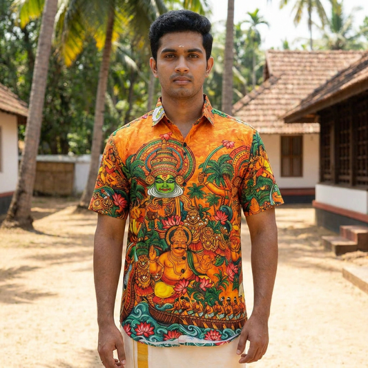 The Kerala Heritage Mural Print Shirt
