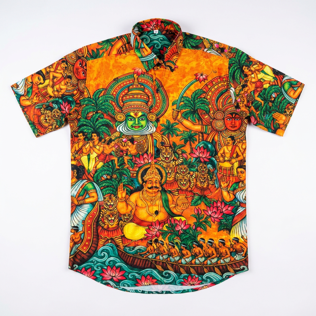 The Kerala Heritage Mural Print Shirt