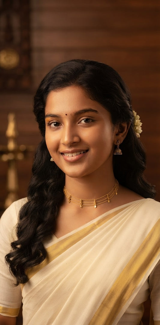 Traditional Three-Layer Elakkathali Gold Choker set